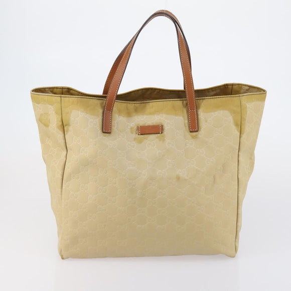 GUCCI GG Canvas Tote Bag Nylon Leather 2 Set Beige Auth 148483