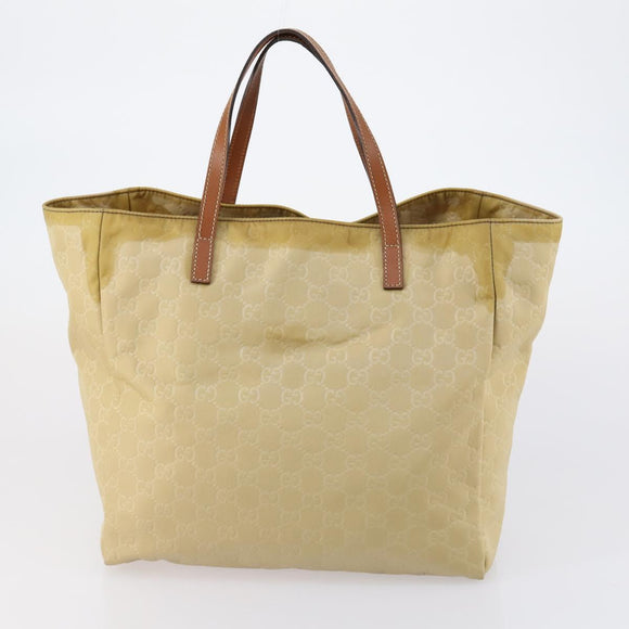 GUCCI GG Canvas Tote Bag Nylon Leather 2 Set Beige Auth 148483