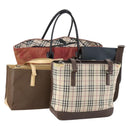 BURBERRY Nova Check Shoulder Bag Nylon Canvas 4 Set Beige Brown black Auth 148484-1