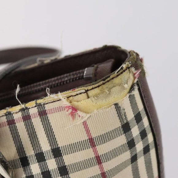 BURBERRY Nova Check Shoulder Bag Nylon Canvas 4 Set Beige Brown black Auth 148484