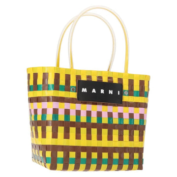 MARNI Flower Cafe Basket Hand Bag Leather Multicolor Auth 148485