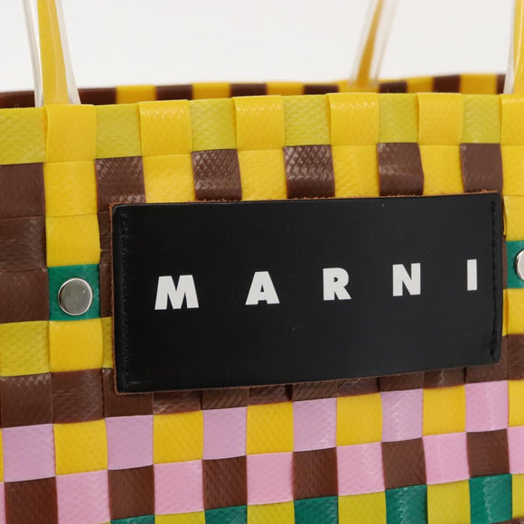 MARNI Flower Cafe Basket Hand Bag Leather Multicolor Auth 148485