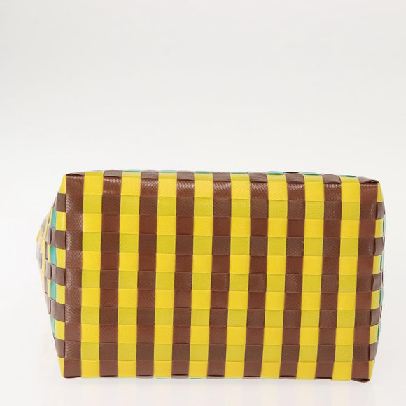 MARNI Flower Cafe Basket Hand Bag Leather Multicolor Auth 148485