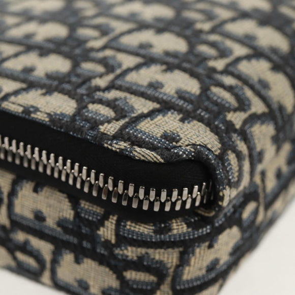 Christian Dior Trotter Canvas Oblique Shoulder Bag Navy Silver Auth 148526M