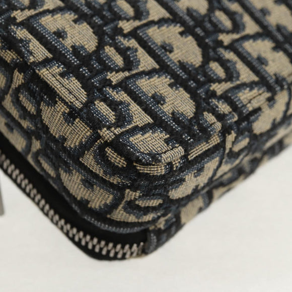 Christian Dior Trotter Canvas Oblique Shoulder Bag Navy Silver Auth 148526M