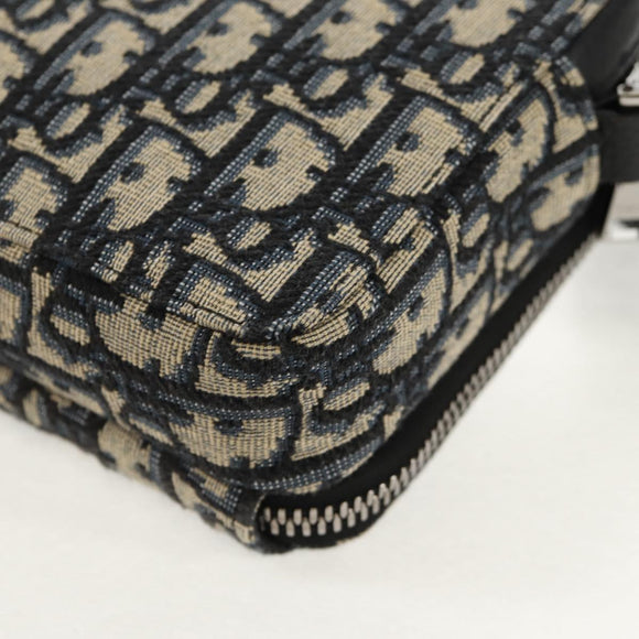 Christian Dior Trotter Canvas Oblique Shoulder Bag Navy Silver Auth 148526M