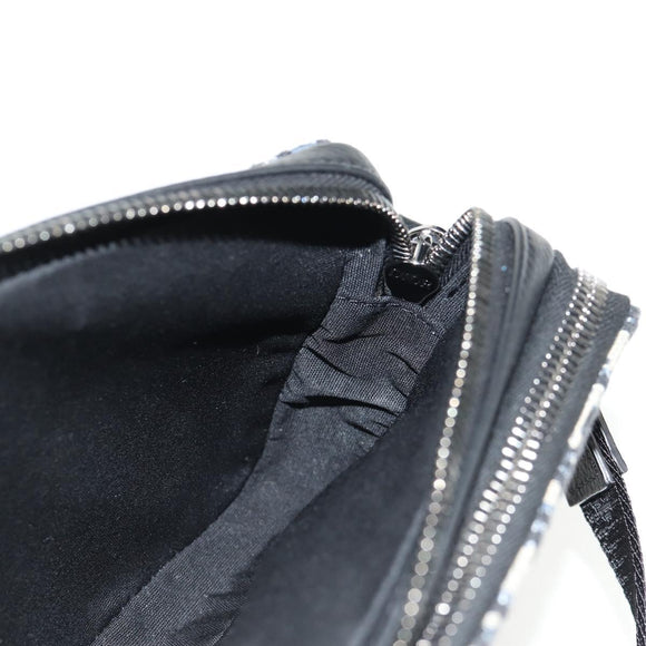 Christian Dior Trotter Canvas Oblique Schultertasche Navy Silber Auth 148526SAM