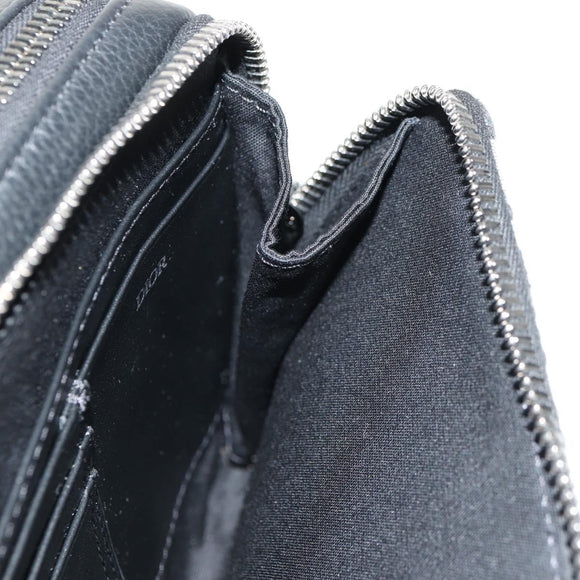 Christian Dior Trotter Canvas Oblique Shoulder Bag Navy Silver Auth 148526M