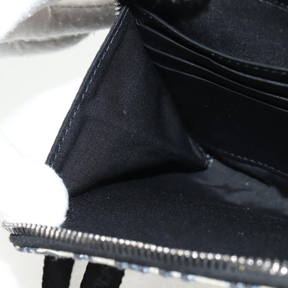 Christian Dior Trotter Canvas Oblique Schultertasche Navy Silber Auth 148526SAM