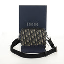 Christian Dior Trotter Canvas Oblique Shoulder Bag Navy Silver Auth 148526SAM-12