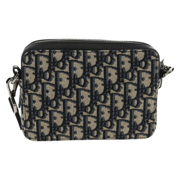 Christian Dior Trotter Canvas Oblique Shoulder Bag Navy Silver Auth 148526M - 0