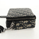 Christian Dior Trotter Canvas Oblique Shoulder Bag Navy Silver Auth 148526M-3