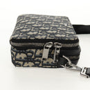Christian Dior Trotter Canvas Oblique Shoulder Bag Navy Silver Auth 148526SAM-4