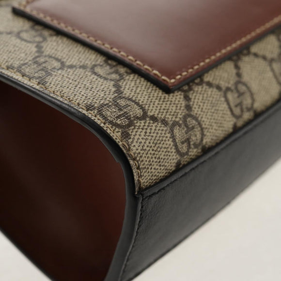 GUCCI GG Supreme Chain Shoulder Bag PVC Beige Gold 409487 Auth 148528M