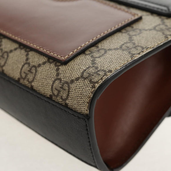 GUCCI GG Supreme Chain Shoulder Bag PVC Beige Gold 409487 Auth 148528M