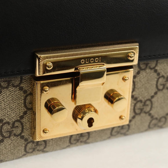 GUCCI GG Supreme Chain Shoulder Bag PVC Beige Gold 409487 Auth 148528M