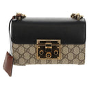 GUCCI GG Supreme Chain Shoulder Bag PVC Beige Gold 409487 Auth 148528M-13