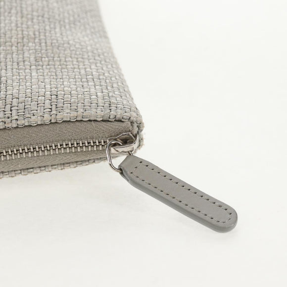 CHANEL Clutch Canvas Grau CC Auth 148530M