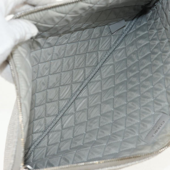 CHANEL Clutch Bag Canvas Gray CC Auth 148530M