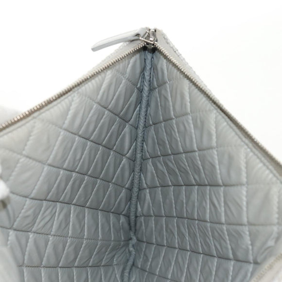 CHANEL Clutch Bag Canvas Gray CC Auth 148530M