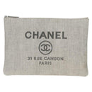 CHANEL Clutch Canvas Grau CC Auth 148530M-13