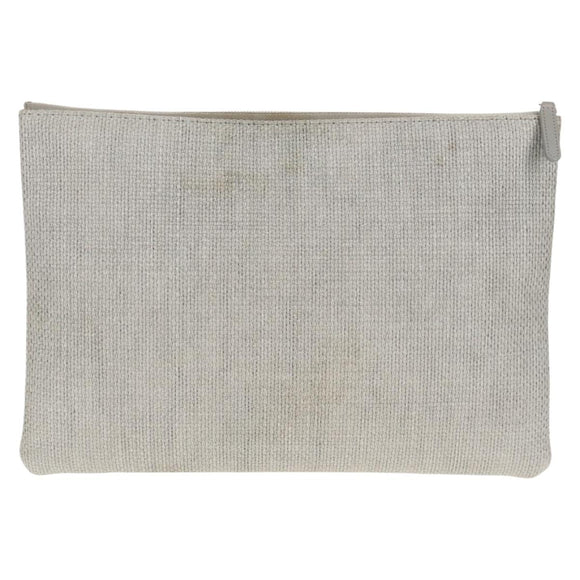 CHANEL Clutch Canvas Grau CC Auth 148530M