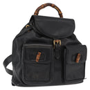 GUCCI Bamboo Backpack Leather Black Gold Auth 148533-1