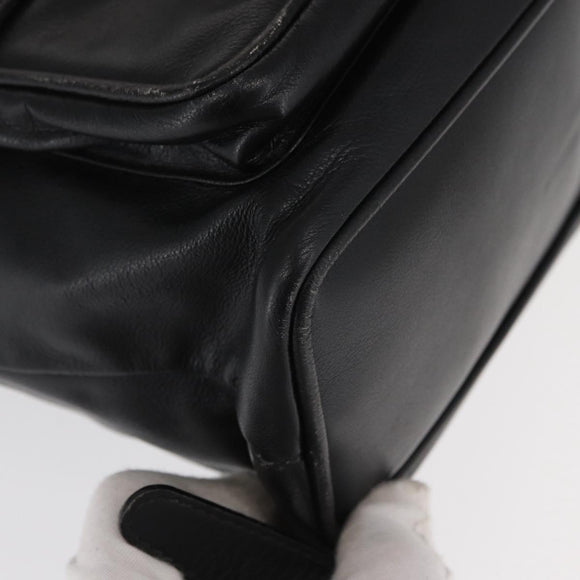GUCCI Bamboo Backpack Leather Black Gold Auth 148533