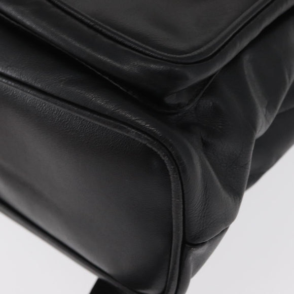 GUCCI Bamboo Backpack Leather Black Gold Auth 148533