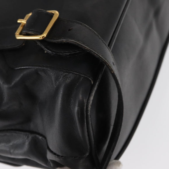 GUCCI Bamboo Backpack Leather Black Gold Auth 148533