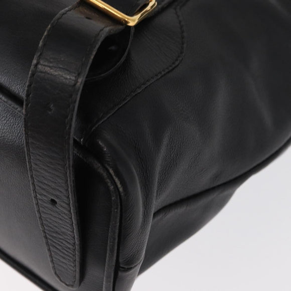 GUCCI Bamboo Backpack Leather Black Gold Auth 148533
