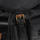 GUCCI Bamboo Backpack Leather Black Gold Auth 148533-21