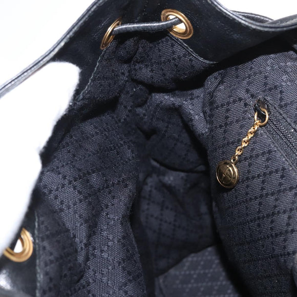GUCCI Bamboo Backpack Leather Black Gold Auth 148533