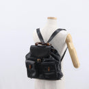 GUCCI Bamboo Backpack Leather Black Gold Auth 148533-28