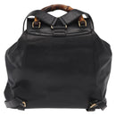 GUCCI Bamboo Backpack Leather Black Gold Auth 148533-2