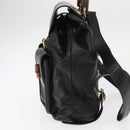 GUCCI Bamboo Backpack Leather Black Gold Auth 148533-3