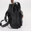 GUCCI Bamboo Backpack Leather Black Gold Auth 148533-4
