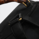 GUCCI Bamboo Backpack Leather Black Gold Auth 148533-8