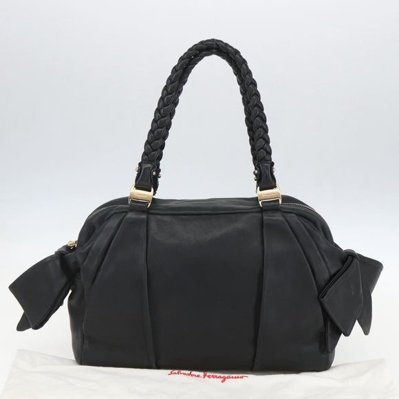 Salvatore Ferragamo Halbmondtasche Leder Schwarz Gold Original 148535V