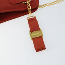 Salvatore Ferragamo Chain Shoulder Bag Nylon Red Gold Auth 148536-14