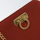 Salvatore Ferragamo Chain Shoulder Bag Nylon Red Gold Auth 148536-15