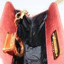 Salvatore Ferragamo Chain Shoulder Bag Nylon Red Gold Auth 148536-18