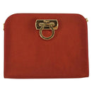 Salvatore Ferragamo Chain Shoulder Bag Nylon Red Gold Auth 148536-2
