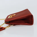 Salvatore Ferragamo Chain Shoulder Bag Nylon Red Gold Auth 148536-5