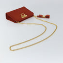 Salvatore Ferragamo Chain Shoulder Bag Nylon Red Gold Auth 148536-7