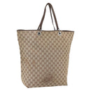 GUCCI GG Canvas Tote Bag Beige Silver 31242 Auth 148537-1
