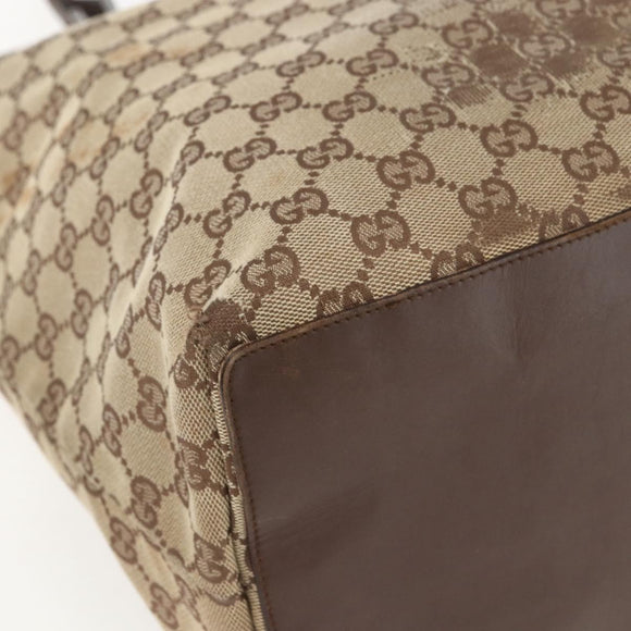 GUCCI GG Canvas Tote Bag Beige Silver 31242 Auth 148537