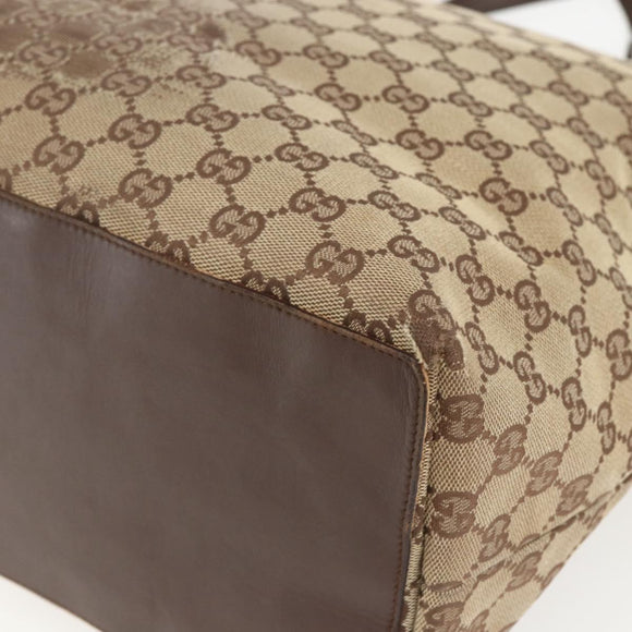 GUCCI GG Canvas Tote Bag Beige Silver 31242 Auth 148537