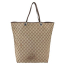 GUCCI GG Canvas Tote Bag Beige Silver 31242 Auth 148537-2