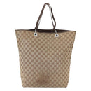 GUCCI GG Canvas Tote Bag Beige Silver 31242 Auth 148537-3